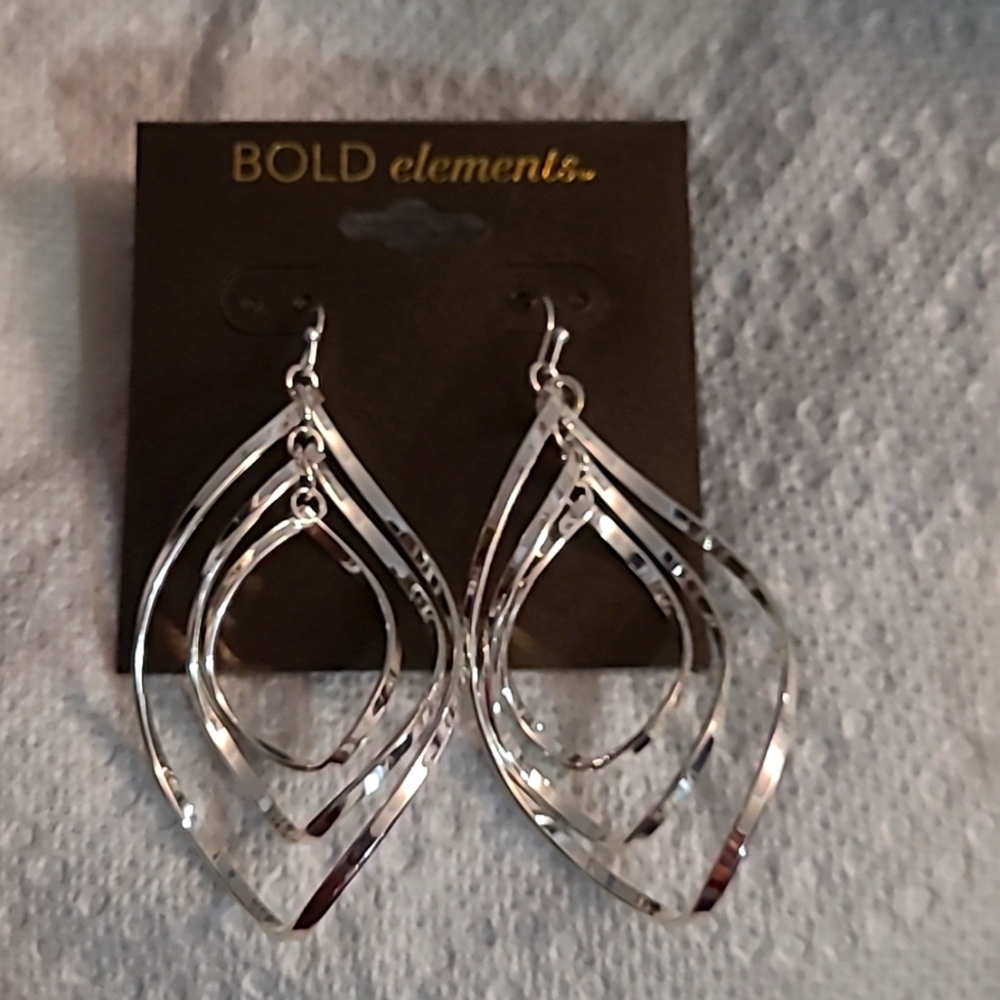 Woman's Bold elements  silver  earrings
